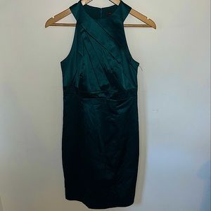 The Limited Women's Green Satin Sleeveless Halter Neck Cocktail Dress Size 4 EUC